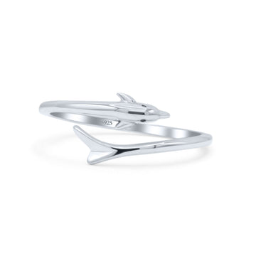 Beautiful Little Dolphin Wrap Around Adjustable Fascinating Oxidized Band Thumb Ring